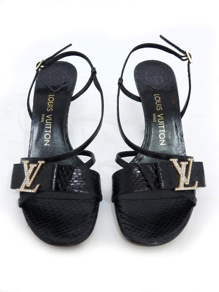 Pre-owned Louis Vuitton Snake-Embossed Leather Sandals – Sabrina&#39;s Closet