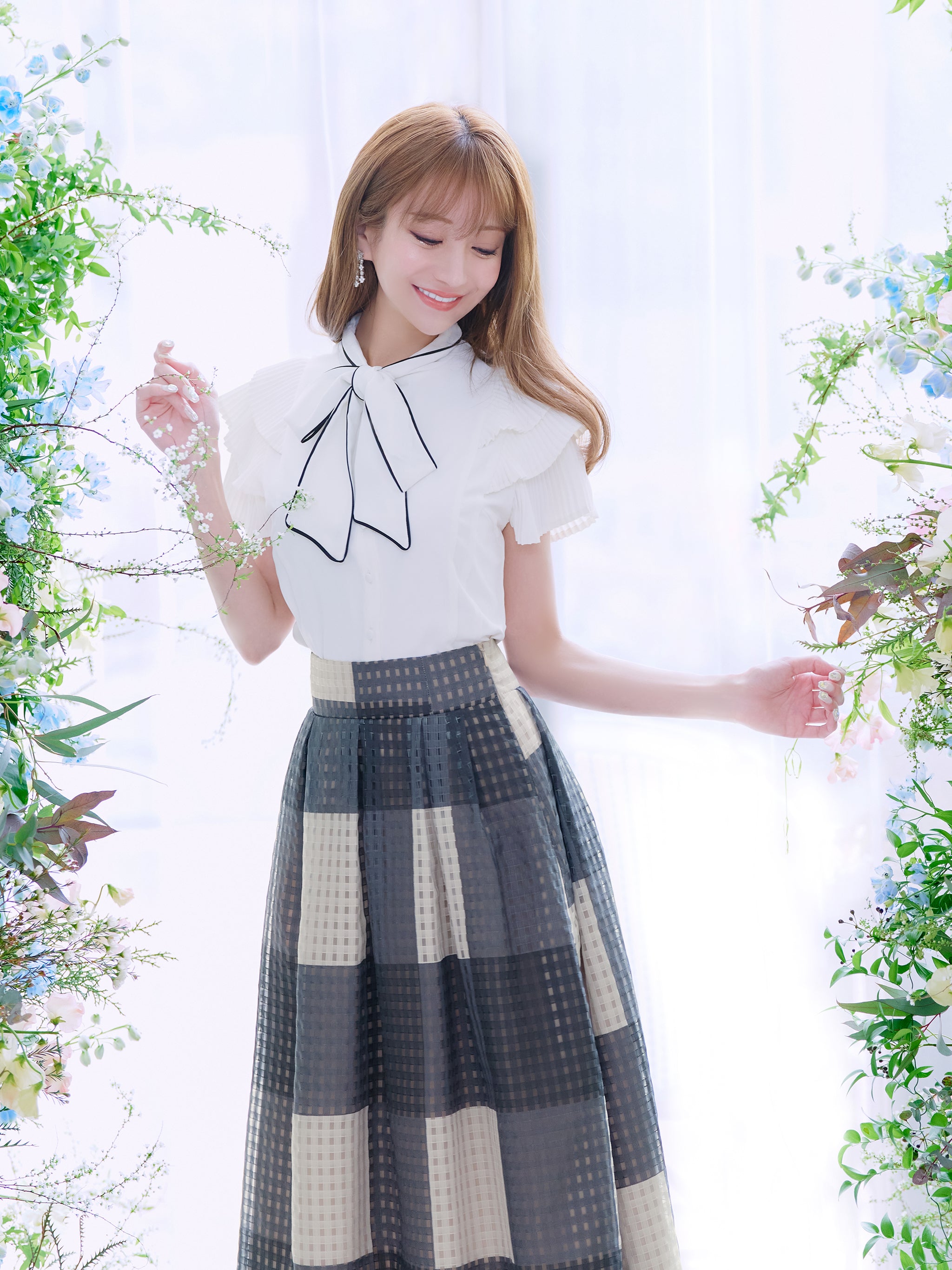 愛用 audire 4wayブラウス Audire bowtie blouse シャツ/ブラウス(七分