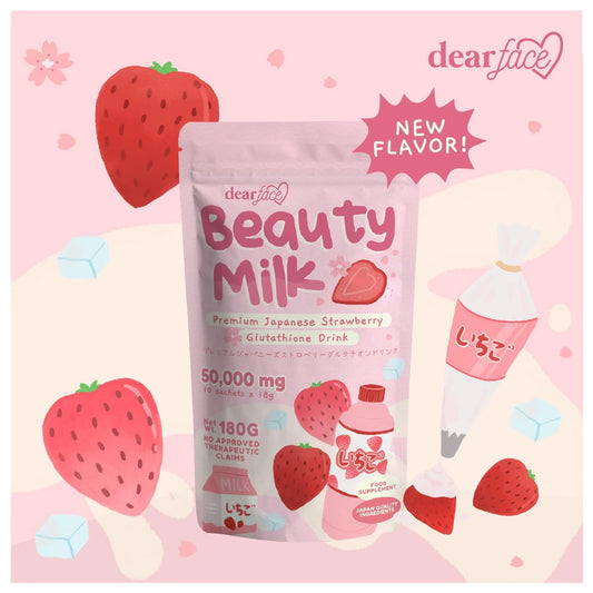 Dear Face Beauty Milk Strawberry Flavored Japanese Collagen Glutathione Drink