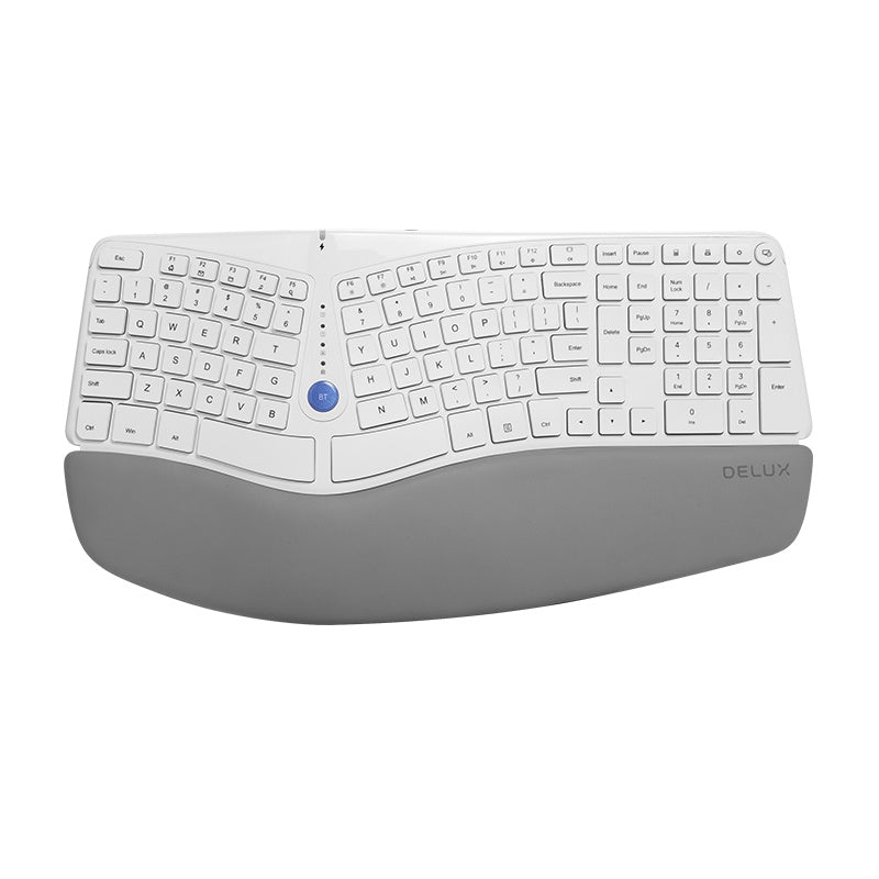 draad een paar Articulatie Delux draadloos ergonomisch toetsenbord met BT en 107 toetsen – DINelek.nl