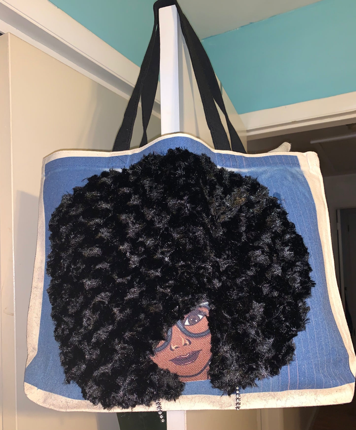 Sista Girl Tote Bag, Afro Puffs, Afro American Woman, Canvas Bag