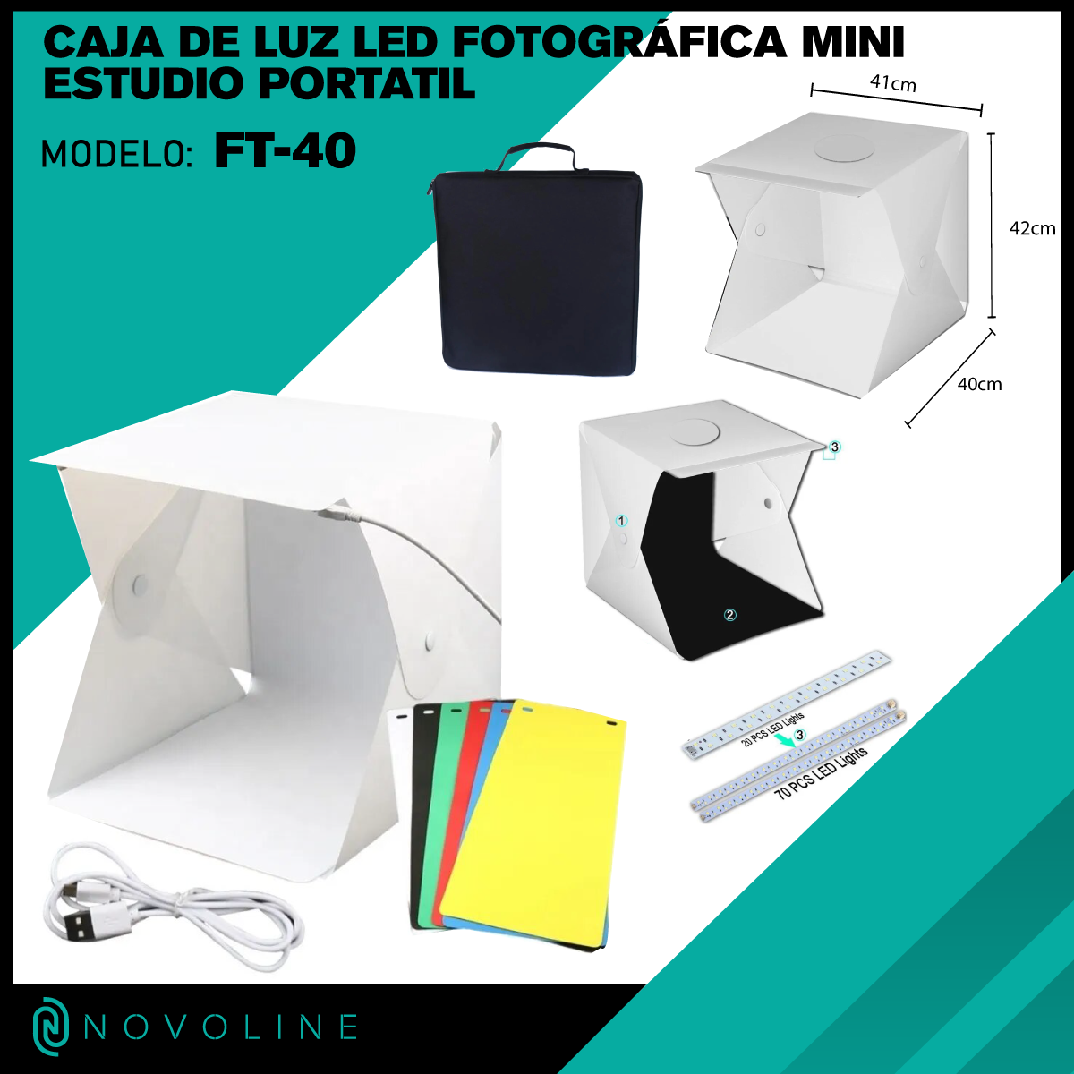 DE LUZ LED FOTOGRAFICA MINI ESTUDIO PORTATIL FT-40