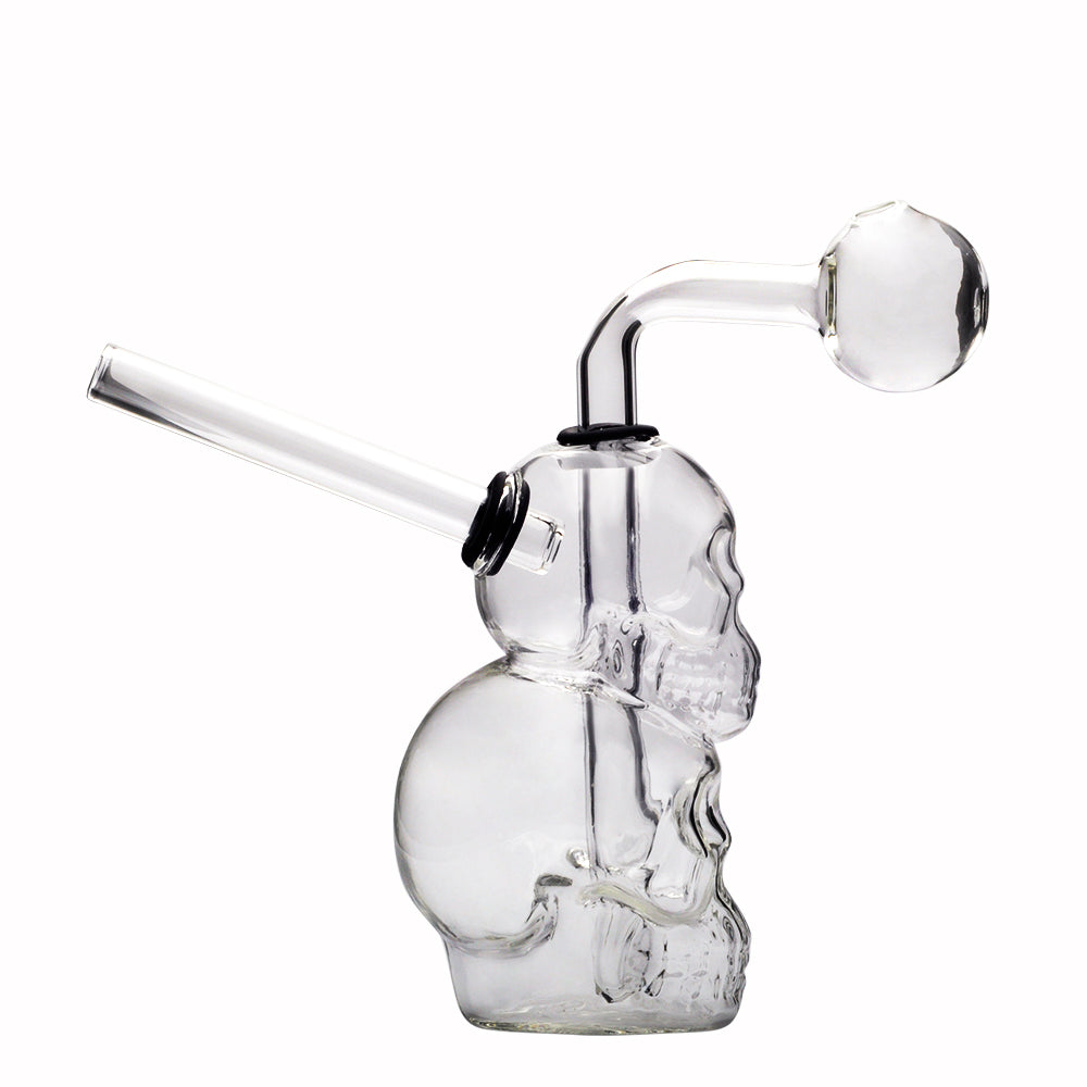 Double Skull Glass Oil Pipe Smoking Water Pipe