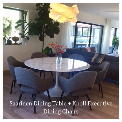 modern resale saarinen table and knoll chairs in client's home