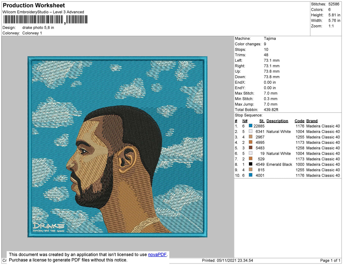 Drake Album Cover embroiderystores