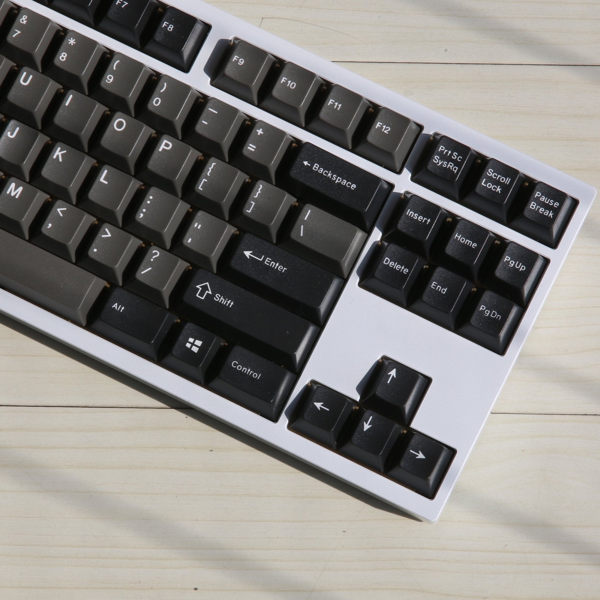 enjoypbt abs doubleshot black & white mechanical keyboard keycaps set