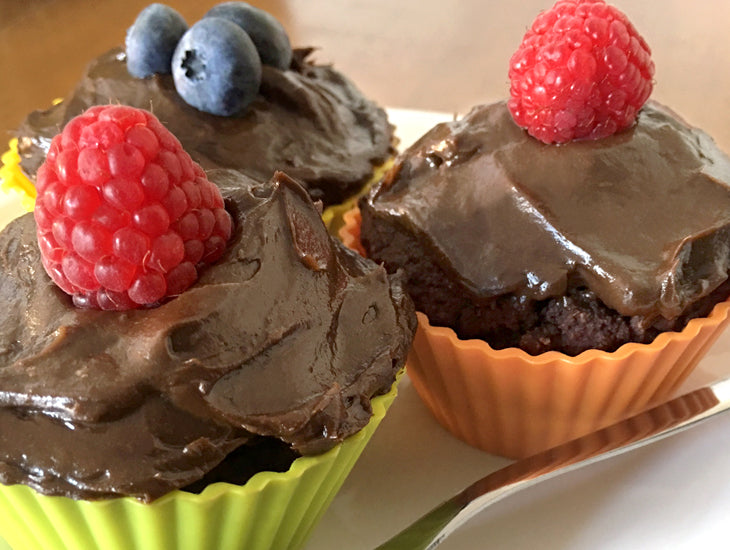Paleo chocolate frosted muffins