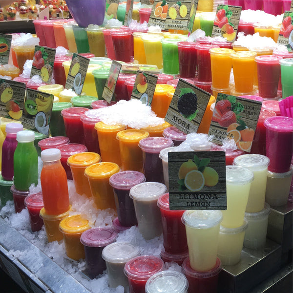 Lots of fresh juices in Spain.