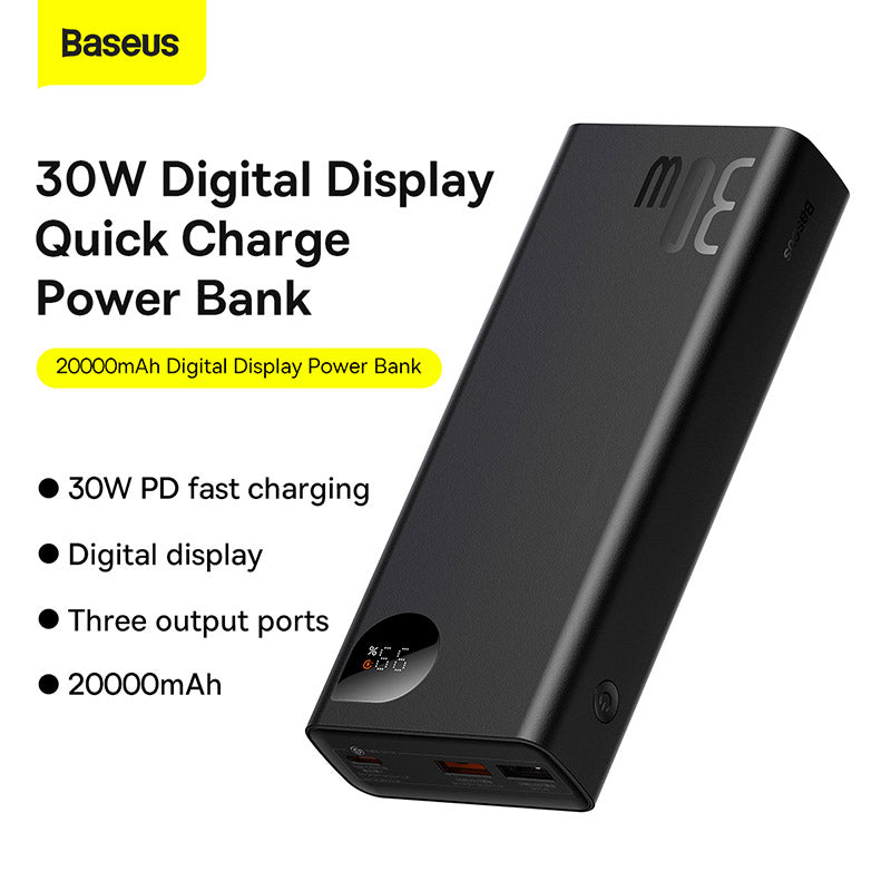 Baseus Adaman Metal Digital Display 30W 20000mAh Powerbank – TECH SOURCE  (PVT) LTD