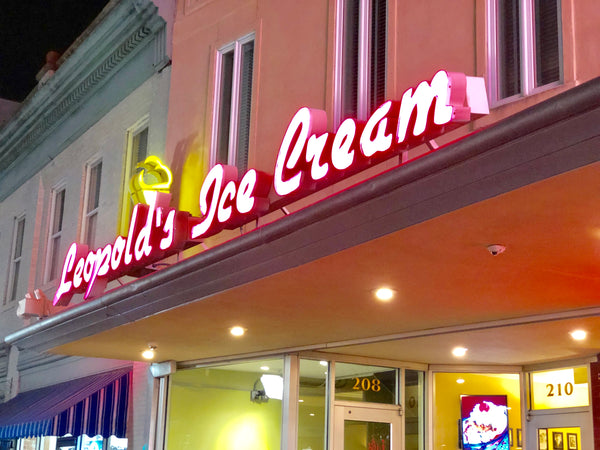 Leopold’s ice cream store front sign 