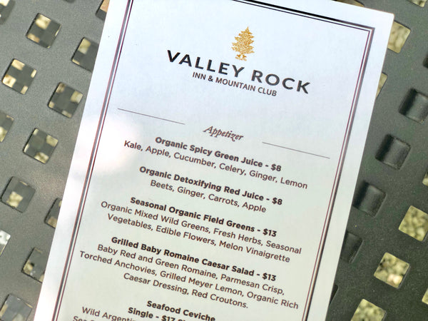 Valley Rock Inn menu