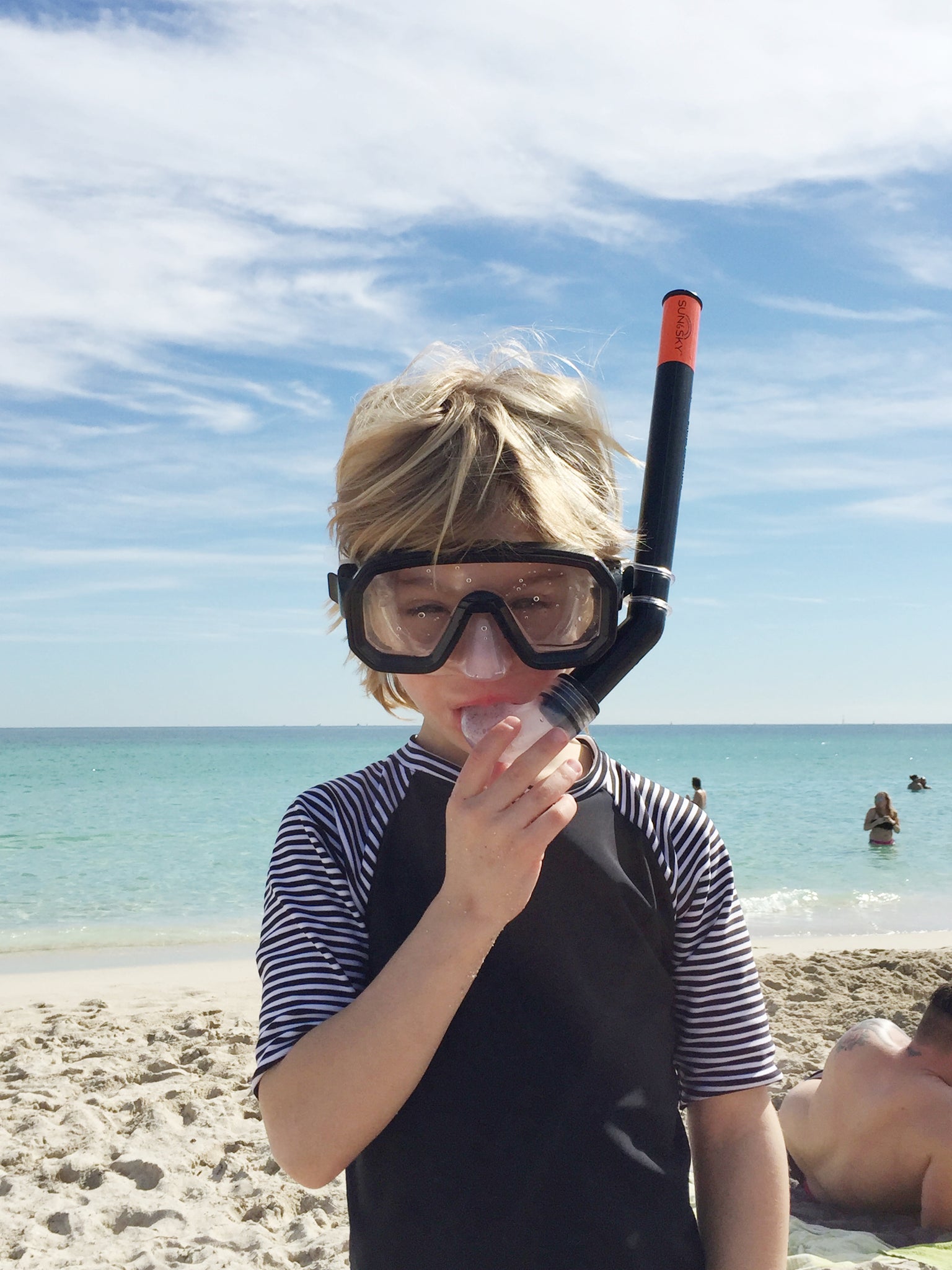 Boy with snorkel set in Miami 