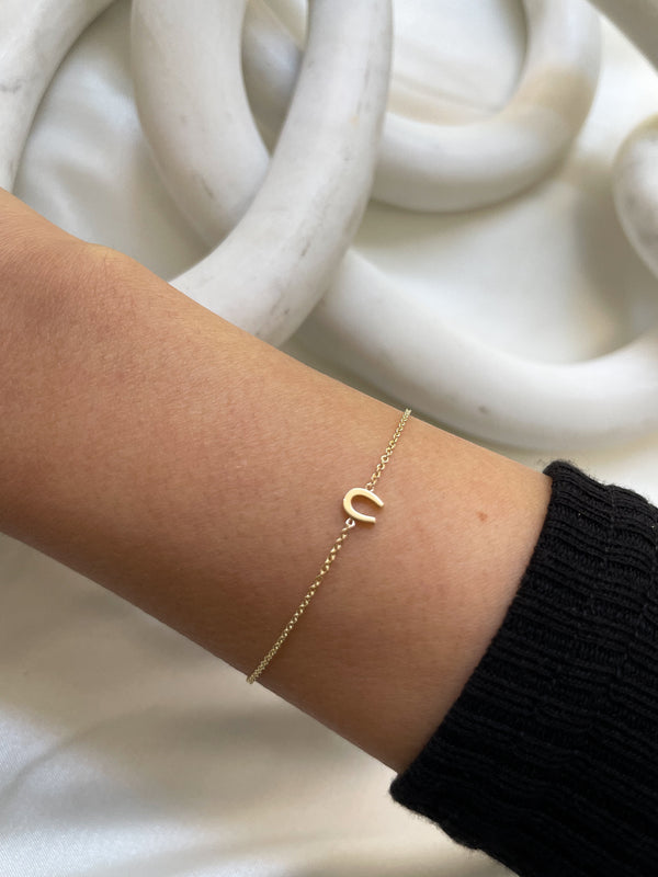 14k Gold Tiny Horseshoe Bracelet - Zoe Lev Jewelry