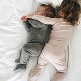 best sleep ever in grey jumpsuit and dusty rose rib top and leggings all from roots & wings organic merino