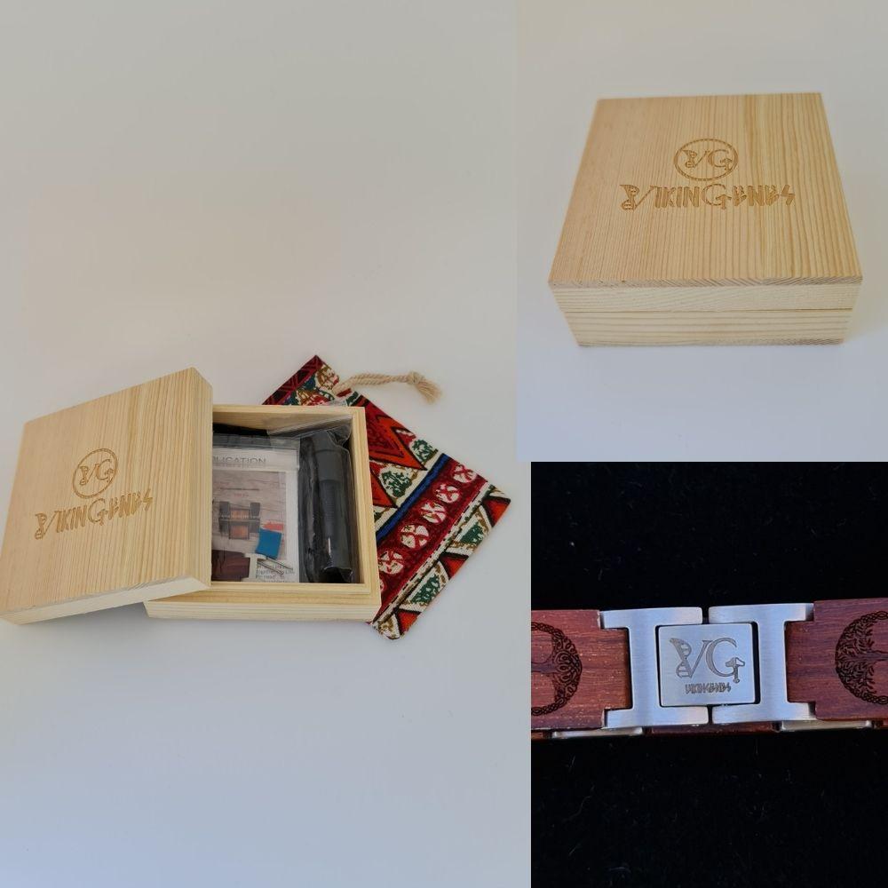 Dark Brown Wood Vegvisir Bracelet