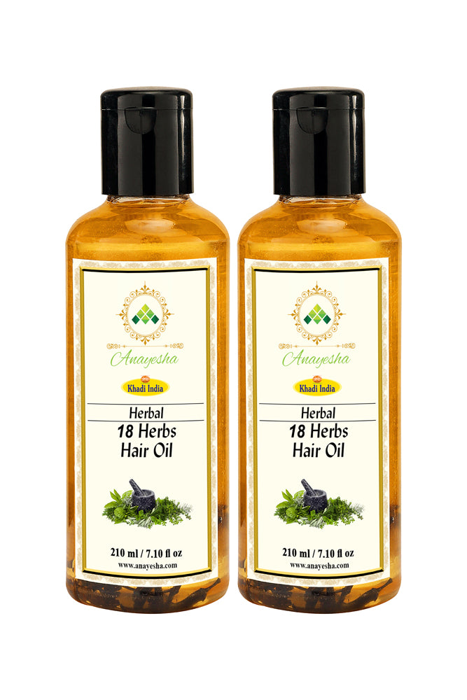 Anayesha Khadi 18 Herbs Hair Oil Classic (210ml) pack of 2 – Anayesha  Herbals