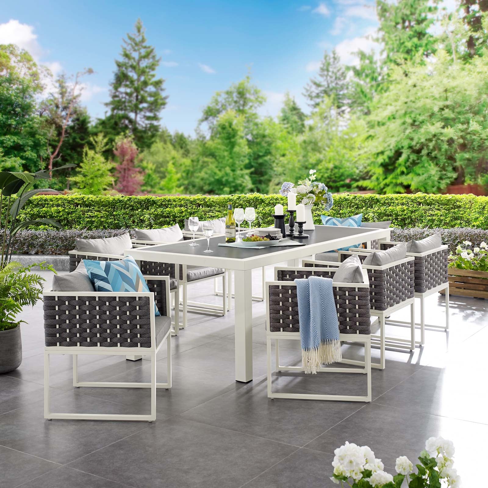 9 piece outdoor dining set grey