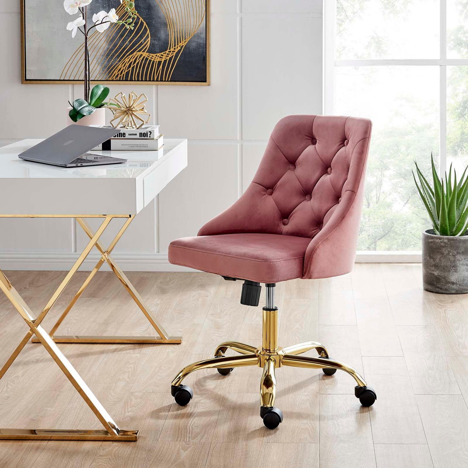 tufted velvet desk chair