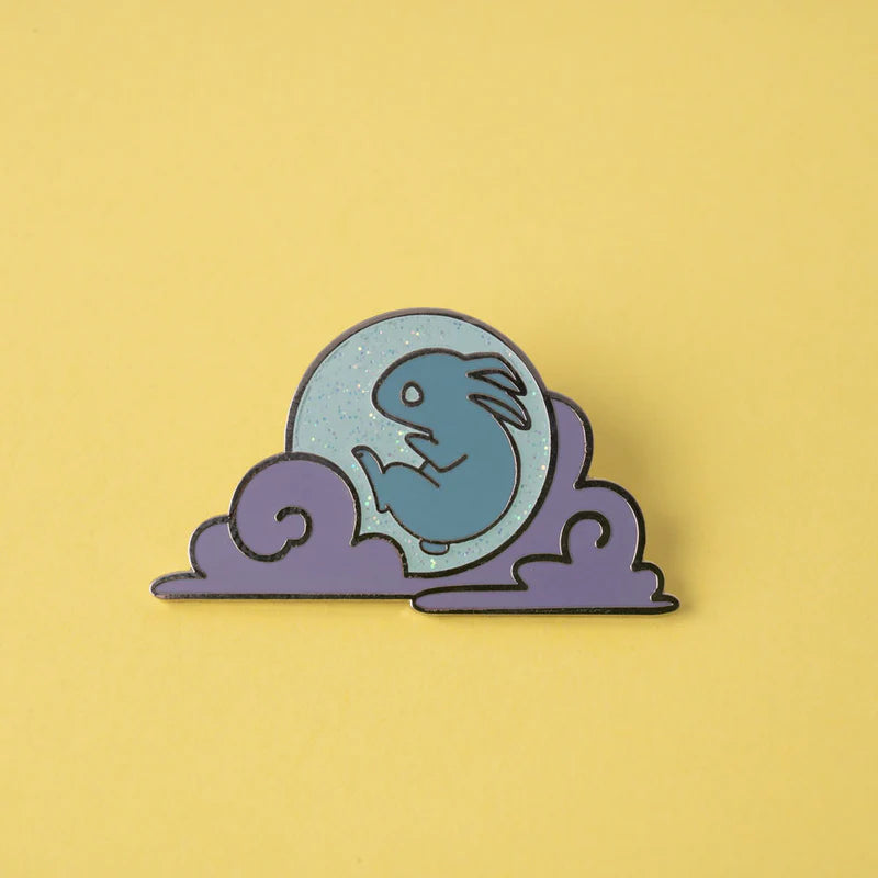 Glow in the Dark Moon Bunny Pin by Muka