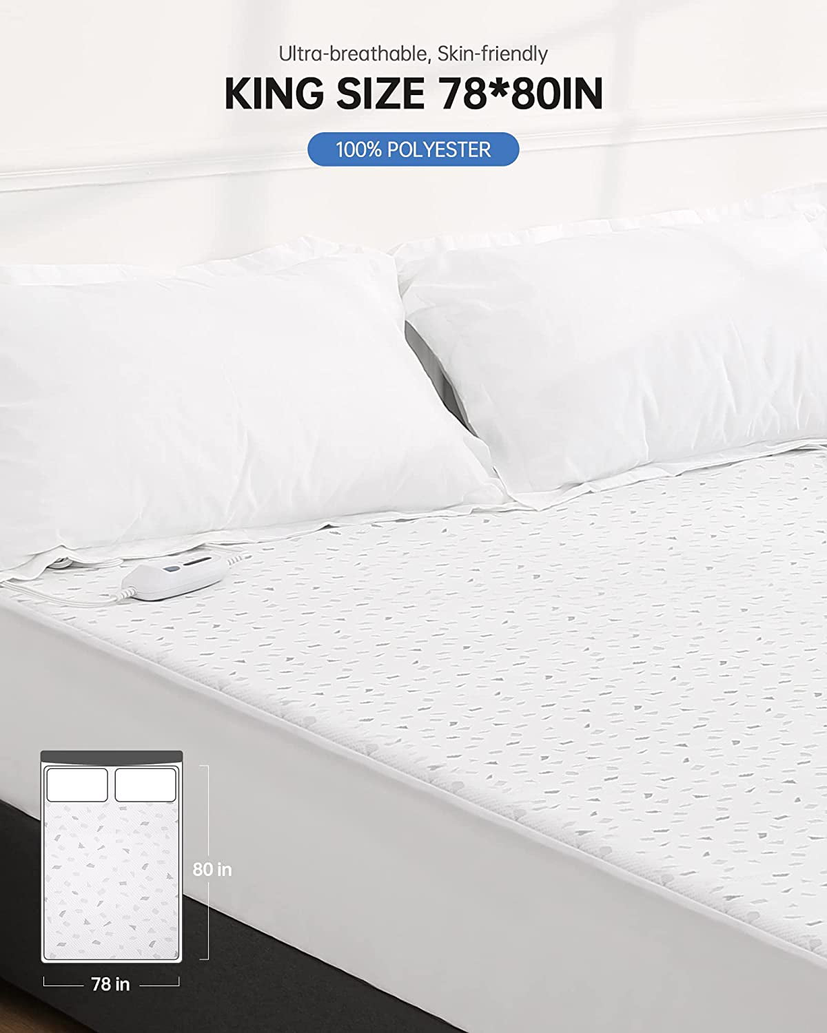 Load image into Gallery viewer, MaxKare King Size Heated Mattress Pad, Electric Bed Warmer Pad with Dual Controllers,, Adjustable 4 Heating Levels & 10H Auto Off Settings, ETL Certification, Machine Washable