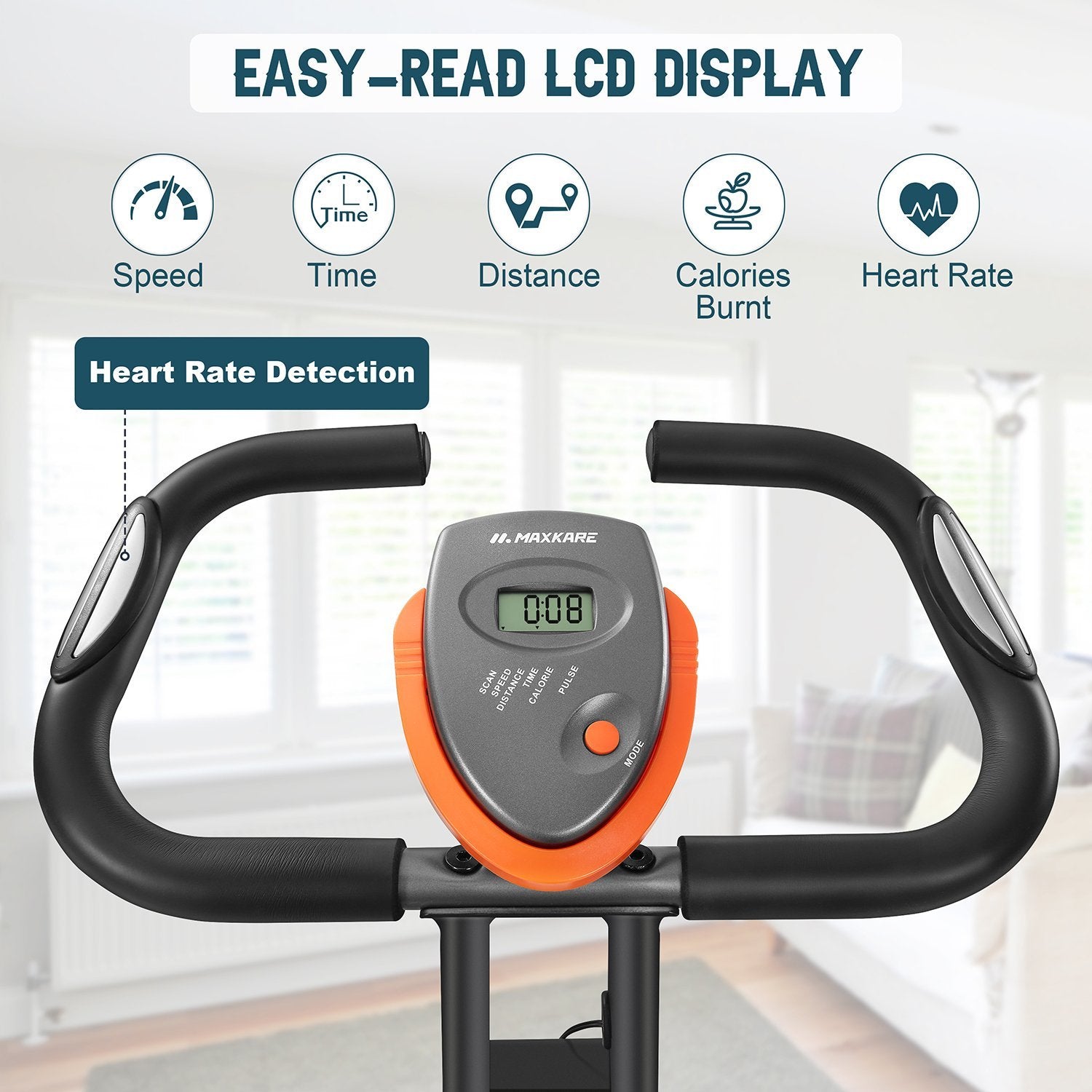 Load image into Gallery viewer, MaxKare Folding Upright Exercise Bike with Magnetic Resistance Indoor Cycling Bike Stationary Bike w/Extra Large Cushion Seat/Pulse Sensor/LCD Monitor Portable For Home Use - NAIPO