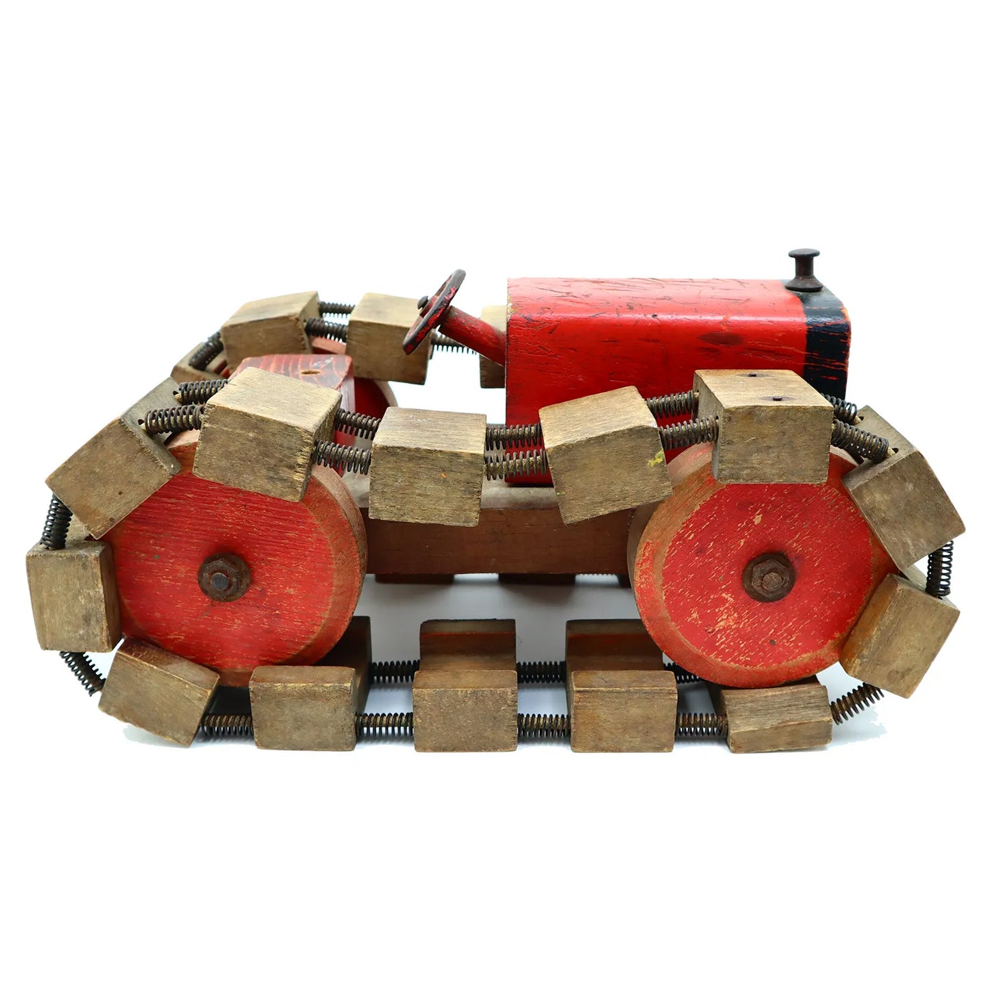 Side Track of Rare Antique ENOS Built Wooden Tractor Toy w/ Working Tracks: Circa 1920 by American Toy MFG. Co.