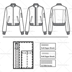 Bomber Jacket Flat Template