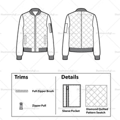 Quilted Bomber Jacket Flat Template
