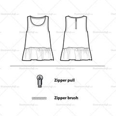 Ruffled Hem Tank Top Flat Template