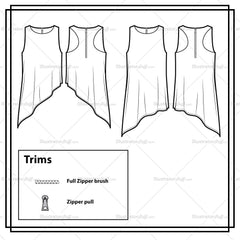 Asymmetrical Tank Flat Template