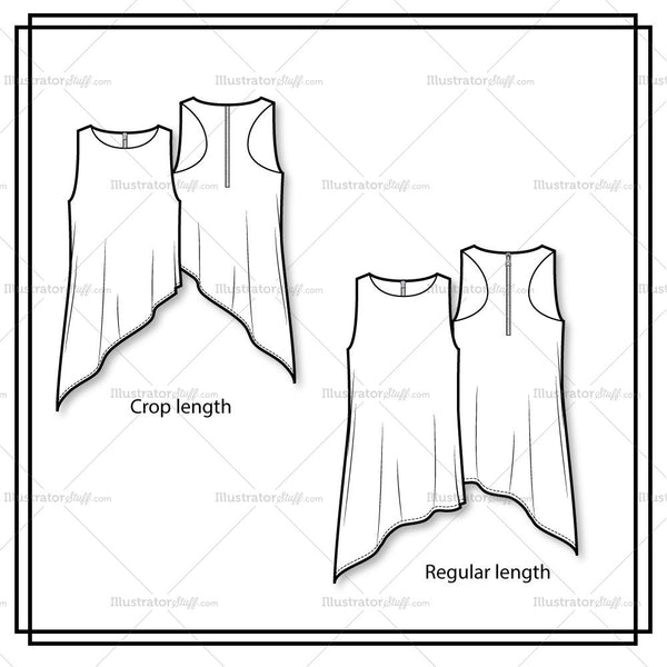 Asymmetrical Tank Flat Template