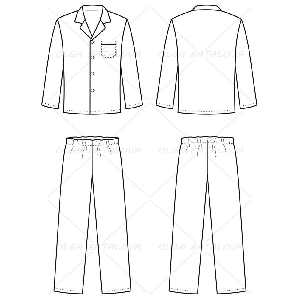 Men’s Pajama Fashion Flat Template – Templates for Fashion