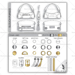 Slouch Purse Fashion Flat Templates