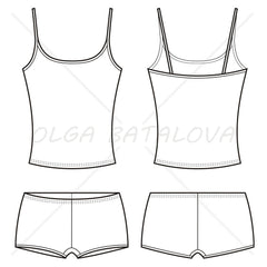 Women's Underwear Fashion Flat Template