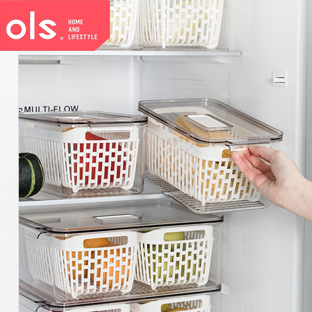 Elabo Food Storage Containers Fridge Produce Saver- Stackable Refrigerator Organizer Keeper Drawers Bins Baskets with Lids and R
