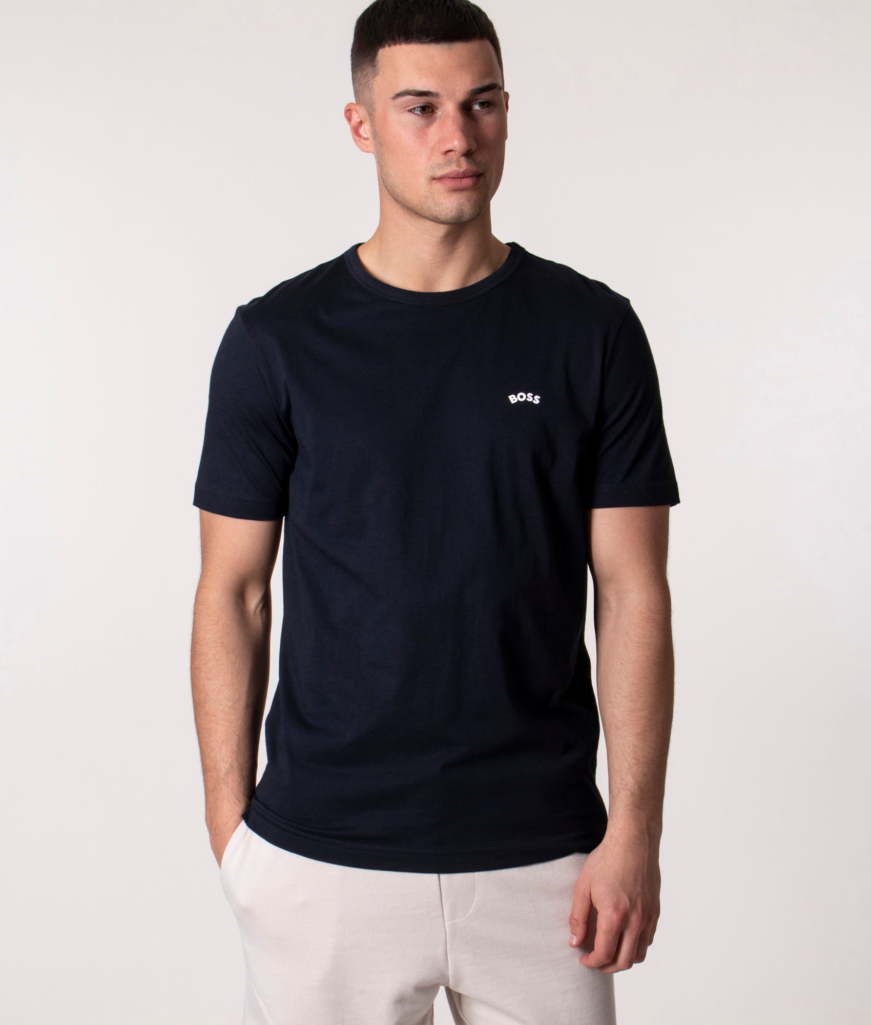 hugo boss curved logo t shirt