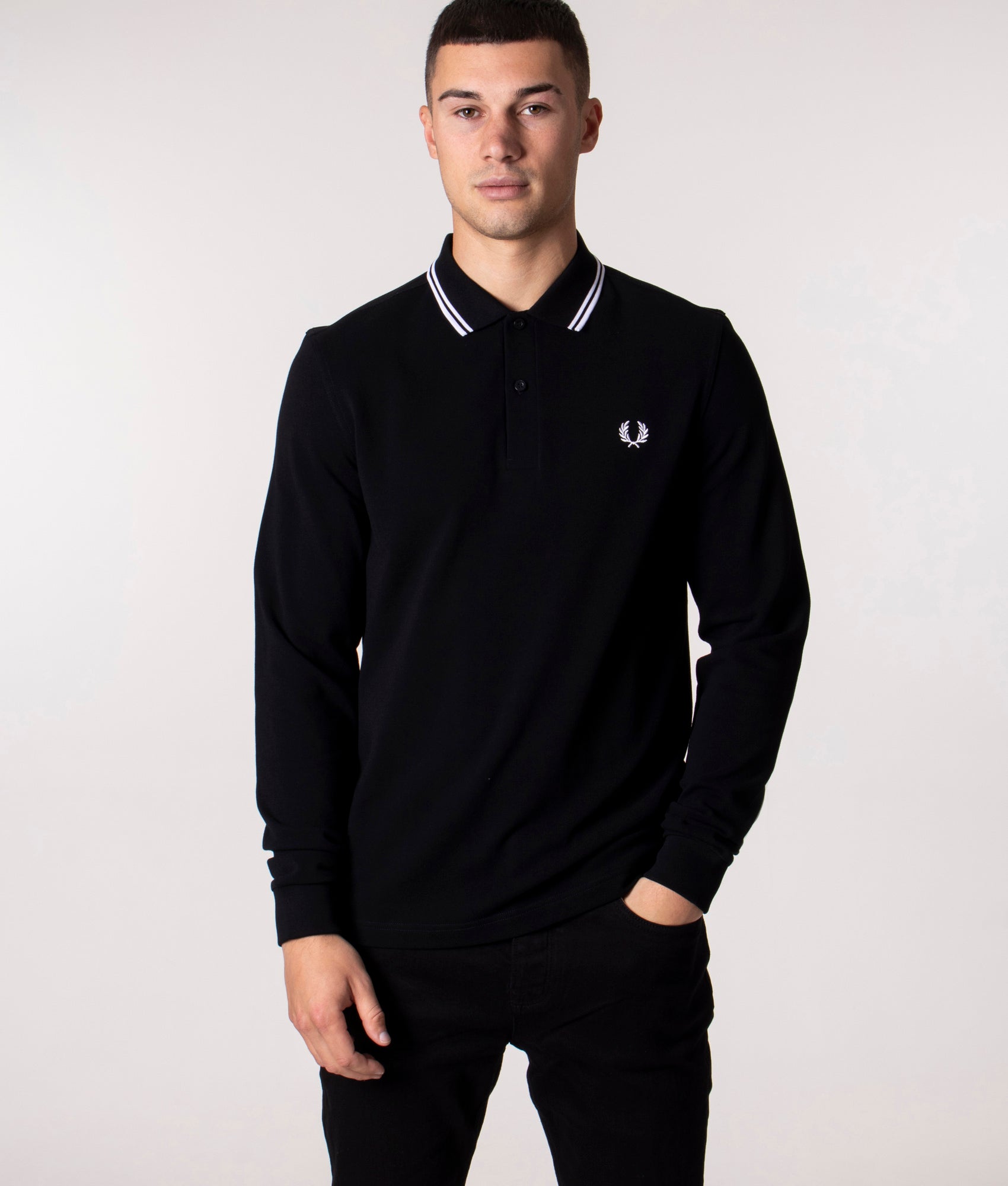 white long sleeve fred perry polo