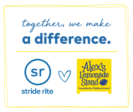 Together, we make a difference. Stride Right X Alex's Lemonade Stand Foundation.
