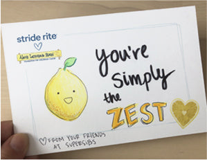 Drawing with the words 'You're simply the ZEST' with an image of a lemon.