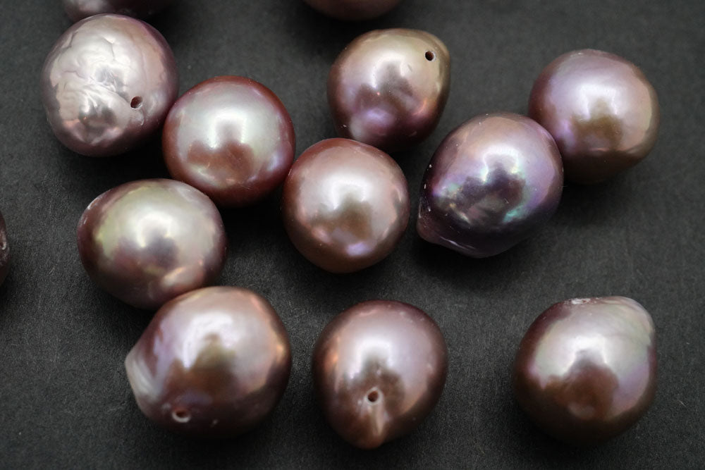 1541)本真珠 淡水バロック エジソンパール ピンク紫色 ペアルース