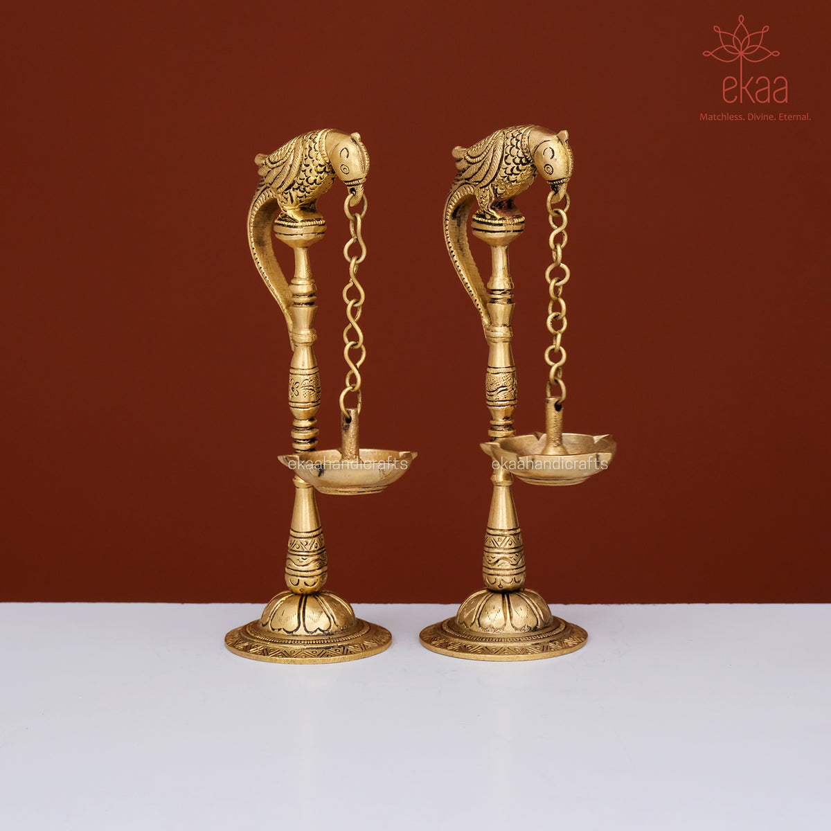 brass parrot diya