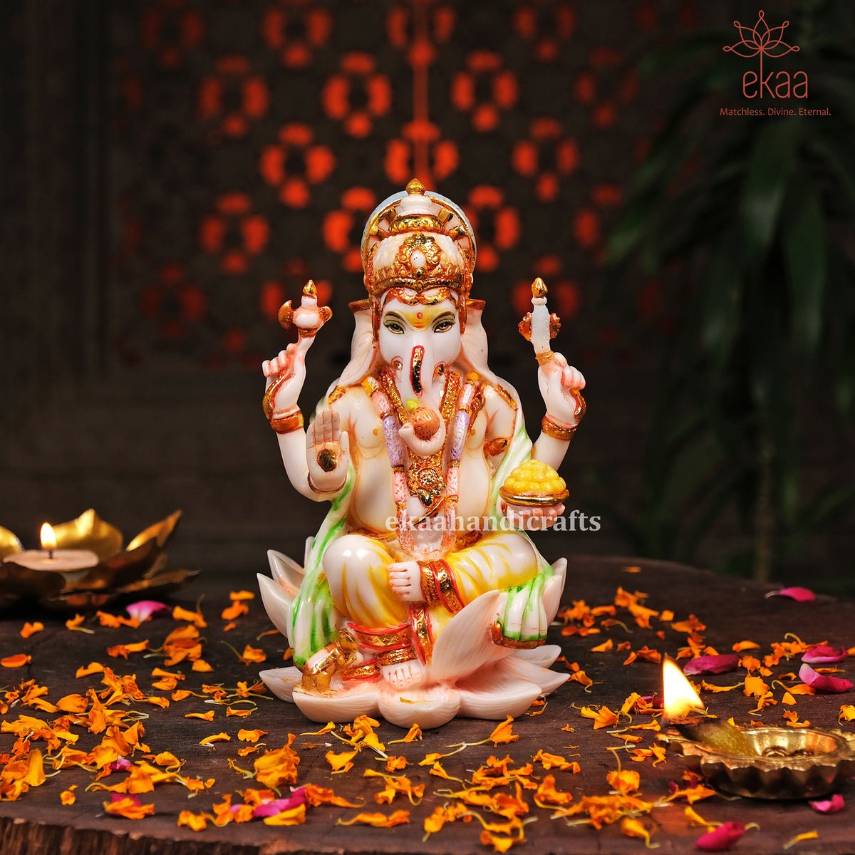 Lord Ganesha Statue in Culture Marble – Ekaa Handicrafts
