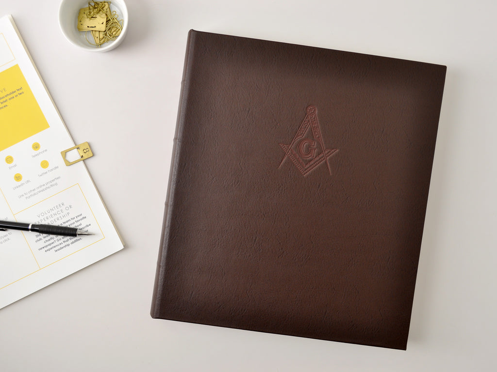 Gallery Leather presentation binder with custom embossed logo imprint