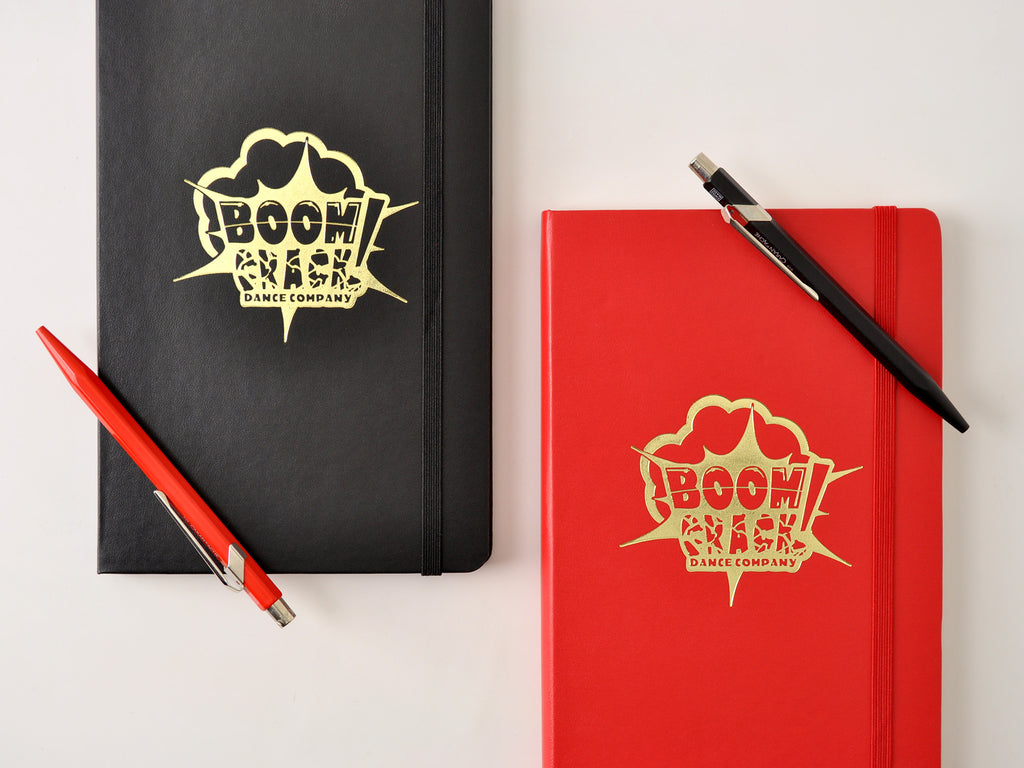 moleskine hardcover journal custom branded with gold foil embossed logo