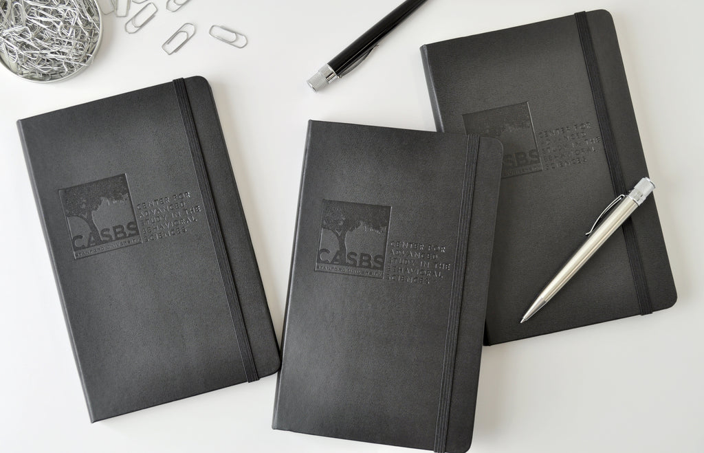 Moleskine hardcover notebooks with custom embossed logo imprint - JB custom journals