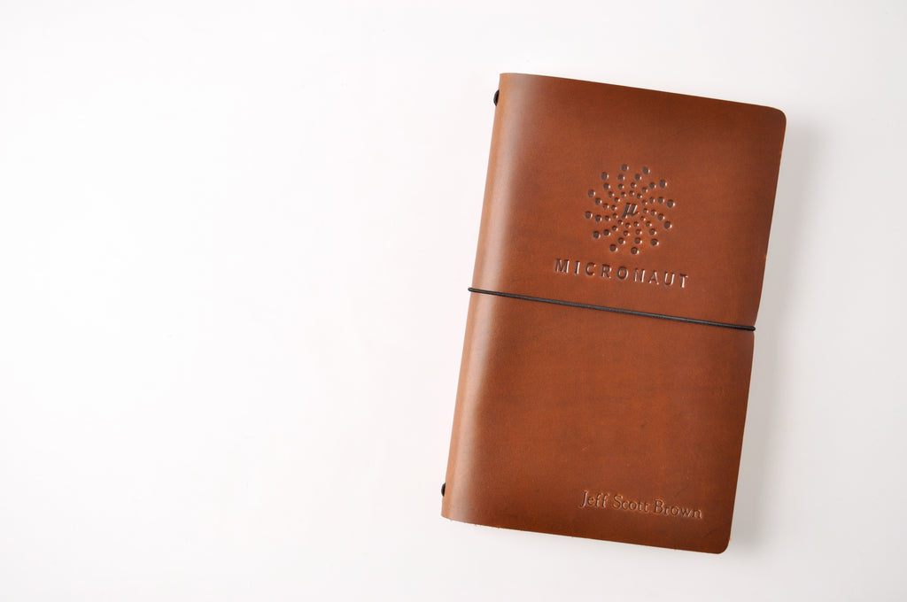 custom logo embossed refillable leather traveler's journal - jb custom journals