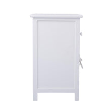 Load image into Gallery viewer, White Bedside Table Shabby Chic Storage Unit Cabinet Wicker Storage Basket
