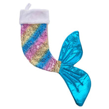Load image into Gallery viewer, Mermaid designed christmas decoration stocking
