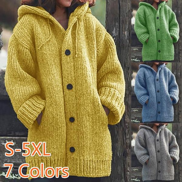 Hooded Knitted Cardigan Plus Size Outerwear Winter Warm Coat