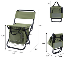 Load image into Gallery viewer, Foldable Camping Chair with Cooler Bag Compact Fishing Stool
